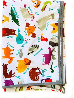 Yorni Su Geçirmez Yer/masa ÖRTÜSÜ,%100 Polyester, Çok Amaçlı Kullanım, Zoo Desenli, 150X180C