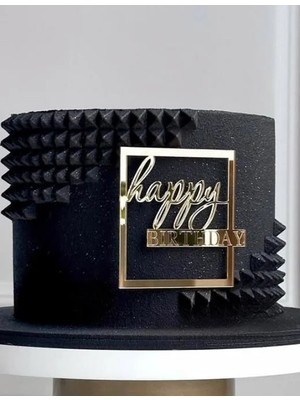 Ege Concept Life Kod 1 Happy Birthday Pleksi Pasta Süsü Gold - 10X11 cm