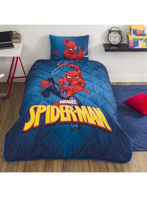 Taç Lisanslı Spiderman Classical Pamuk Yorgan Seti Tek Kişilik (Dolgulu Yastık Hediyeli)