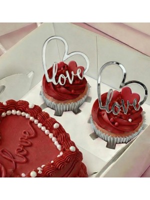 Ege Concept Life Love Cup Cake Boy Pleksi Pasta Süsü Gümüş - 5x5 cm