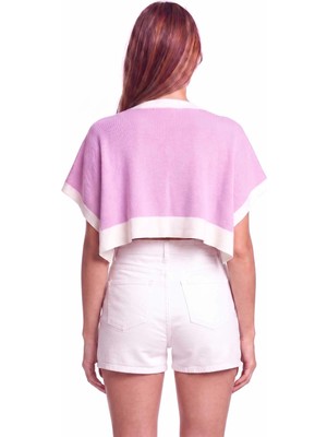 Peraluna Elodie Kadın Triko Panço - Pembe
