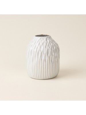 Evidea Deco Lisa Stoneware Vazo - Krem - 15X13 cm