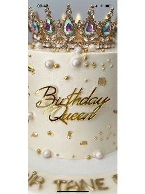 Ege Concept Life Birthday Queen Pleksi Pasta Süsü Gold - 11X6 cm