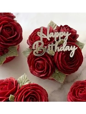 Ege Concept Life  Happy Birthday Cup Cake Boy Pleksi Pasta Süsü Gümüş - 6.5x5 cm