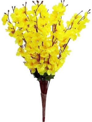 Nettenevime Yapay Çiçek Bahardalı Japon Kiraz Çiçeği 7 Dallı 57CM Sarı