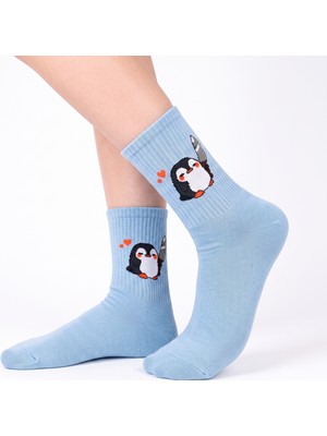 Neşeli Çoraplar Belalı Penguen Desenli Unisex Çorap