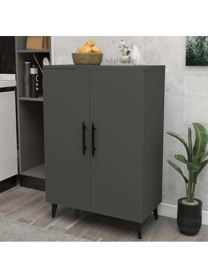 Reyo Home Enda 3 Raflı 2 Kapaklı Çok Amaçlı Dolap Antrasit
