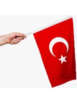 VT226 Bez Türk Bayrağı Sopalı 30X45CM (10 Lu Paket)