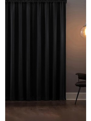 Özenev Blackout Işık Geçirmez Fon Perde Siyah Pilesiz Ekstraforlu Karartma Güneşlik 100X250