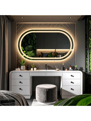 Ovanta Led'li Lazer Kumlamalı Lavabo &amp; Banyo Aynası (Dokunmatik Sensörlü) Günışığı LED