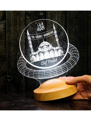 Özel Isim Soyisim ve Mahya Yazısı Yazılabilen Camii 3D LED Lamba