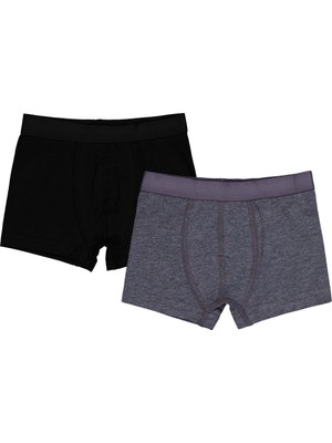 Civil Boys Gri-Siyah 2-12 Yaş Erkek Çocuk 2'li Boxer - Standart