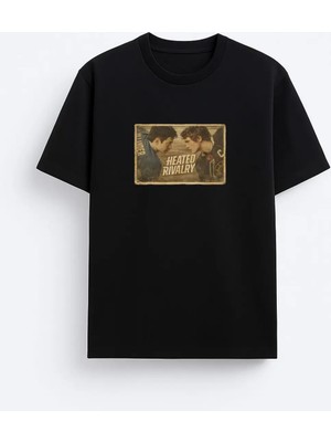 Shain Heated Rivalry Dizi Baskılı Bisiklet Yaka Siyah Tişört T-Shirt