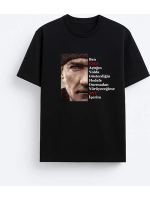 Shain Kişiye Isme Özel 23 Nisan 19 Mayıs Milli Bayramlar Atatürk Baskılı Erkek Kız Çocuk Siyah Tişört T-Shirt