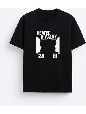 Shain Heated Rivalry Dizi Baskılı Bisiklet Yaka Siyah Tişört T-Shirt