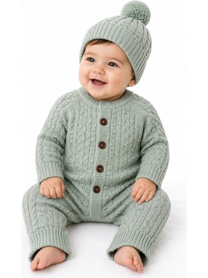 Baby Hola Erkek Bebek Triko Tulum ve Bere Takımı 3016