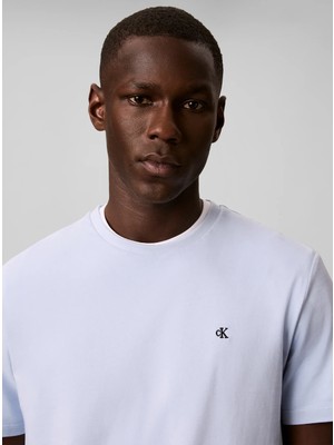Calvin Klein Erkek Mavi Calvin Klein Ss Classıc Monogram, L6O Mavi Erkek T-Shirt