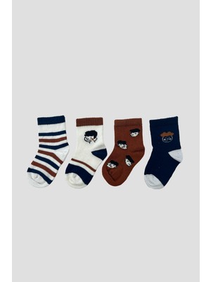 Defne Baby Erkek Bebek Premium Karışık Desenli Pamuklu Soket Çorap Seti
