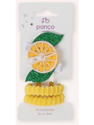 Panço Kız Çocuk Limon Fügürlü Sarı Toka Seti
