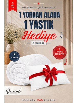 Güvenal Moon Tek Kişilik Yorgan | 1 Yorgan + 1 Yastık Hediyeli | Ultra Yumuşak 4 Mevsim Konforlu Uyku Seti