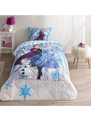 Taç Lisanslı Frozen Winter Pamuk Yorgan Seti Tek Kişilik (Dolgulu Yastık Hediyeli)