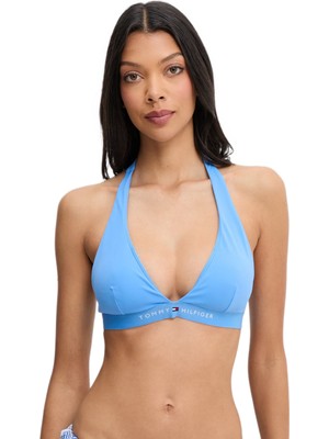 Tommy Hilfiger Kadın Mavi Boyundan Bağlamalı Bikini Üstü UW0UW06358