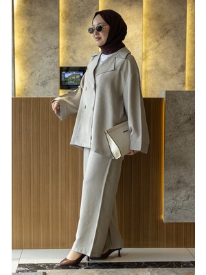 Suede Style 6398 - Şık Rahat Modal Yumuşak Dokuma Kumaş Salaş Kadın Takımı