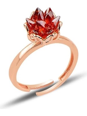 Söğütlü Silver 925 Ayar Gümüş Rose Kaplama Ayarlanabilir Üç Boyutlu Küme Lal Tonlu Kristal Kuvars Yüzük SGTL13454LAL