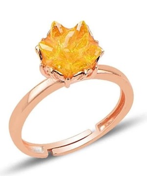 Söğütlü Silver 925 Ayar Gümüş Rose Kaplama Ayarlanabilir Üç Boyutlu Küme  Bal Sarısı Kristal Yüzük SGTL13454BL