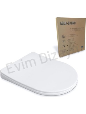 Aqua Bagno, Diamond Klozet Kapağı, Beyaz, Yavaş Kapanan, Pp