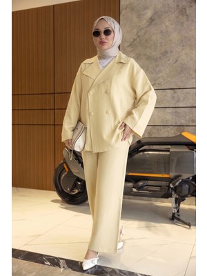 Suede Style 6398 - Şık Rahat Modal Yumuşak Dokuma Kumaş Salaş Kadın Takımı