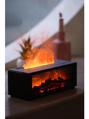 Şömine Görünümlü Alev Efektli Hava Nemlendirici 3D Alev Aroma Difüzörü Aroma Terapi Buhar M