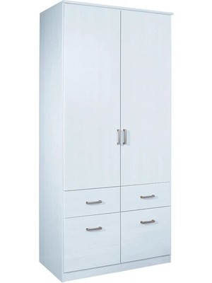 T Designo Aksu Giyinme Dolabı - Çok Amaçlı Dolap - Gardırop 90 Cm-2 Kapaklı-2 Çekmeceli -Beyaz