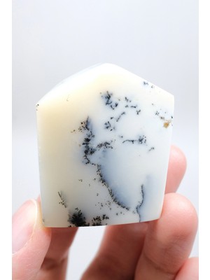 Healcrystal Black And White Merlinite Polished Freeform - Snow Blue-Black Dendritic Opal Pocket Stone