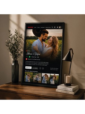 ElyNowa Kişiye Özel Netflix Teması Aşk Çerçevesi (20X30CM)