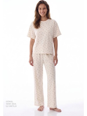 Penti Gardenya Hallie Şal Desenli Kısa Kollu Pantolon Pijama Takımı