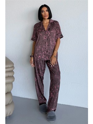 Coccolarsi Colori Del Mondo Saten Kısa Kol Pantolon Pijama Takımı CDM2143