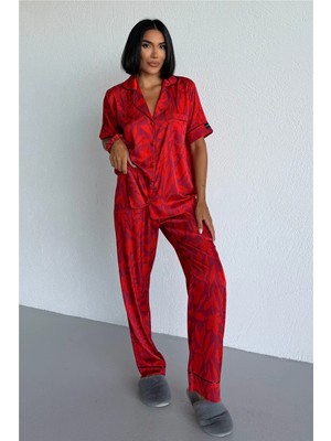Coccolarsi Colori Del Mondo Saten Kısa Kol Pantolon Pijama Takımı CDM1620