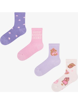 Penti Kız Çocuk Pembe Capyparty Pamuklu 4 Çift Soket Çorap