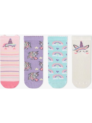 Penti Kız Çocuk Pembe Unicorn Sky Pamuklu 4 Çift Soket Çorap