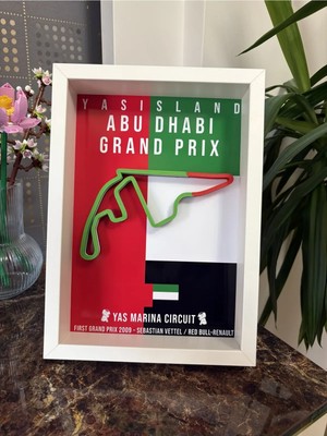 Arvina Atelier Formula 1 Abu Dhabi Yas Marina 3D Pist Haritası Çerçeveli Dekoratif Tablo