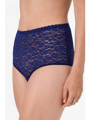 Penti Lacivert Easy Dantel Çiçekli Yüksek Bel Slip Külot