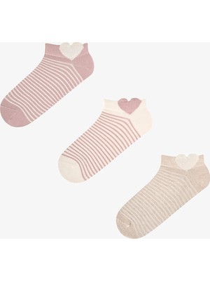 Penti Bej Soft Heart Pamuklu 3 Çift Patik Çorap