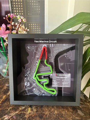 Arvina Atelier 3D Formula 1 Pist Haritası Abu Dhabi Yas Marina Gp | Çerçeveli Dekoratif Tablo