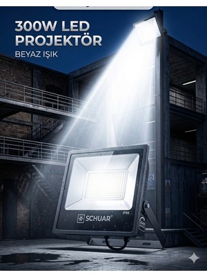 Schuar 300W LED Projektör Beyaz Işık,yüksek Lümen, Bahçe Aydınlatma,sokak Aydınlatma