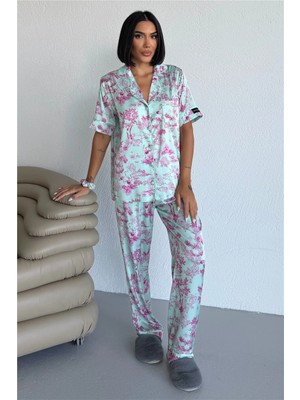 Coccolarsi Colori Del Mondo Saten Kısa Kol Pantolon Pijama Takımı CDM2378
