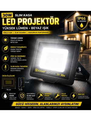 Schuar 30W LED Projektör Dış Mekan Aydınlatma Beyaz Işık IP65 Su Geçirmez Yüksek Lümen Enerji Tasarruflu ,aydınlatma Düğün Lambası,dış Mekan Aydınlatma