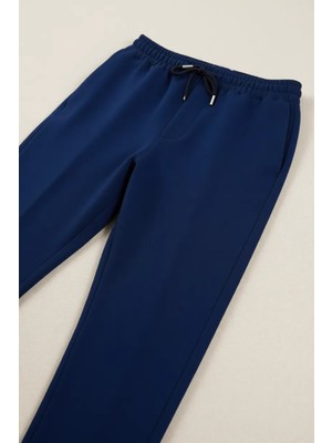 Tudors Erkek Regular Fit Beli Regular Fit Lastikli Bağcıklı Jogger Lacivert Pantolon Rahat Kesim Yan Cepli