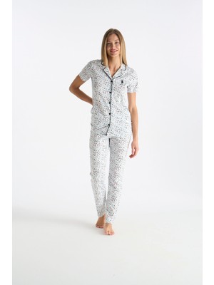 U.S. Polo Assn. 26Y Kadın Ekru Pijama Takım