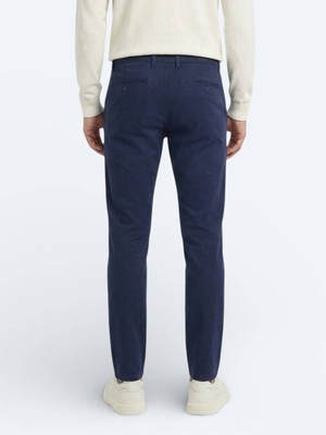 Kip Gece Mavisi Düz Dokuma Slim Fit Casual Pamuk Karışımlı Pantolon